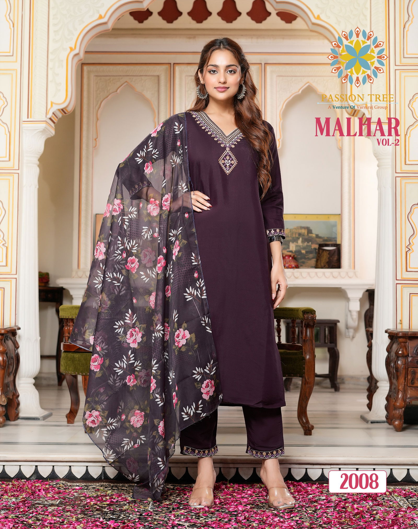 Malhar Vol 2 By Passion Tree Roman Silk Embroidery Readymade Suits Wholesale Price In Surat
